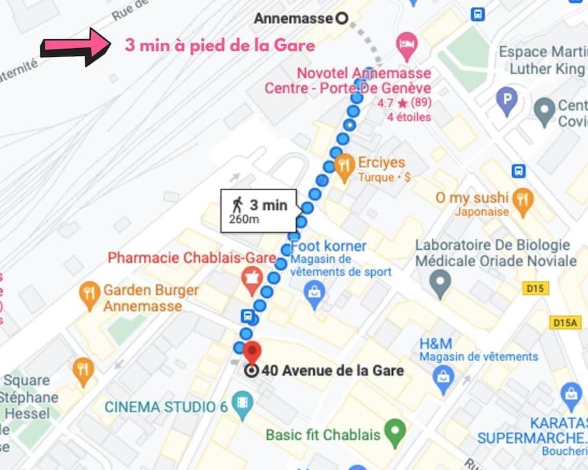 Modern'Blue - Gare Annemasse A 3Min-Geneve Acces Direct Lejlighed Eksteriør billede